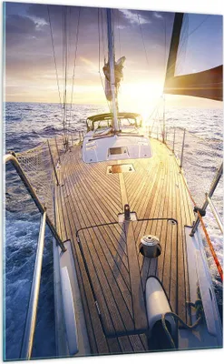 Produktbild von Bilder auf glas - Einteilig - Segelboot Meer - 70x100cm - Glasbilder - Wandbilder - Bilder - zum Aufhängen bereit - Wanddekoration aus Glas - Glas Bilder - Wandbild auf Glas - GPA70x100-4076