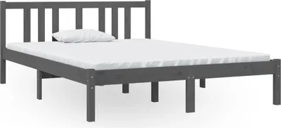 Immagine prodotto di vidaXL Letto in legno massiccio grigio 135x190 cm