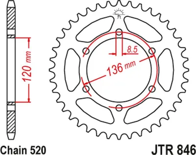 Produktbild von Jt Hinteres Ritzel 859 43 Für Yamaha Tzr 250 '89-, (Fzr 400Rr '90-95 Umbau) (85943Jt) (Kette 520) Zum Bestellen