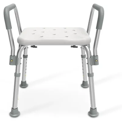 Immagine prodotto di Sedia da doccia con braccioli, regolabile in altezza, antiscivolo, con ventose, bianca, per il bagno
