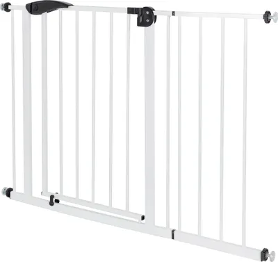 Produktbild von ECD Germany Türschutzgitter für Kinder und Tiere, 105-115 cm mit 30cm Verlängerung, Treppengitter ohne Bohren, Weiß, beidseitig, Selbstschließend