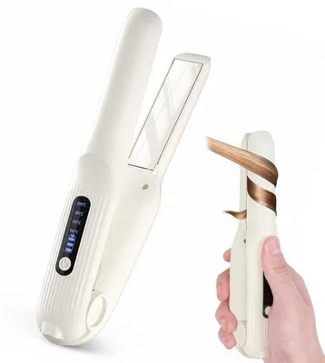 Produktbild von Kabelloses 2 in 1 Glätteisen und Lockenstab, Akku Haarglätter mit Keramikbeschichtung, 4 Temperaturstufen, Anti-Frizz Haarstyler für alle Haartypen