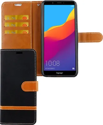 Produktbild von Huawei Honor 7C Handy Hülle Schutz-Tasche Case Cover Kartenfach Etuis Schwarz