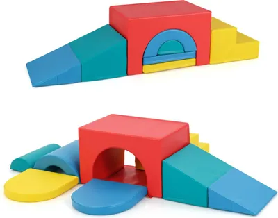 Produktbild von GOPLUS 8 TLG. Schaumstoffbausteine, Softbausteine mit abnehmbarem Kunstleder-Bezug, Riesenbausteine für unendliche Kombinationen für Kinderzimmer