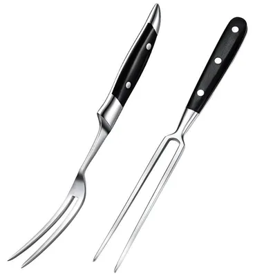 Produktbild von 2er Set Fleischgabeln – 30 cm lang, Edelstahl mit Holz- & ABS-Griff – Für BBQ, Grill & Tranchieren – Küchenhelfer für Weihnachten & Camping
