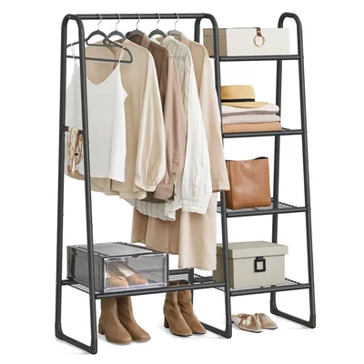 Produktbild von SONGMICS Kleiderständer, mit 5 Ablagen, Metallrahmen, 40 x 101,7 x 153,3 cm, tintenschwarz
