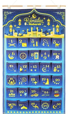 Productafbeelding van Adventskalender Ramadan, kleur blauw - Zakjes: 10 x 10 cm