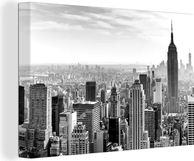 Produktbild von OneMillionCanvasses® - Leinwandbilder - 150x100 cm, New York - Amerika - Schwarz - Weiß, Wandbilder Kunstdruck Wanddekoration