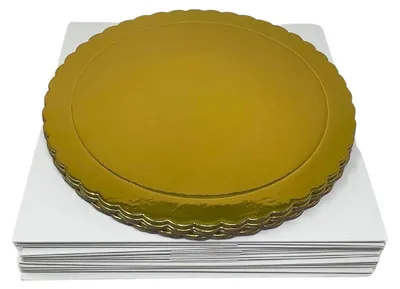 5 goldene Tortenböden 25 cm x 3 mm + 5 Boxen 25,4 x 25,4 x 15 cm