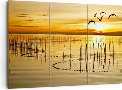 Produktbild von Bild auf Leinwand - Leinwandbild - See Vogel Wasser - 165x110cm - Wand Bild - Wanddeko - Leinwanddruck - Bilder - Kunstdruck - Wanddekoration - Leinwand bilder - Wandkunst - CE165x110-3616