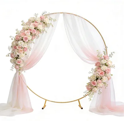 Immagine prodotto di Arco di palloncini rotondo, 2,1 metri, in metallo, color oro, ideale per matrimoni e feste