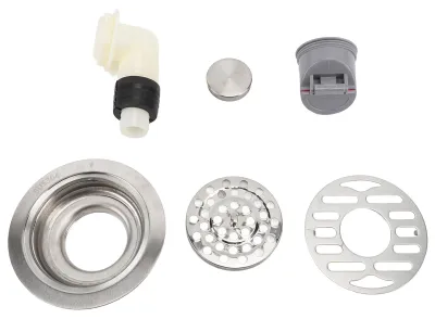 Obrázok produktu pre Súprava okrúhleho podlahového odtoku s priemerom 10 cm, nerezová oceľ, ochrana proti zápachu, sprcha, kúpeľňa, sitko na vlasy, rúrky 50–75 mm