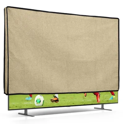 Produktbild von kwmobile 55" TV Abdeckung Indoor - Fernseher Hülle Bildschirmschutz Abdeckung - TV Bildschirm Staubschutzhülle - Fernsehabdeckung - Leinen Beige