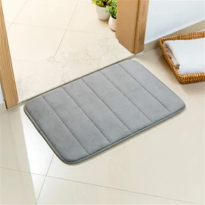 Image de Tapis antidérapant pour salle de bain - Doux et absorbant - Gris