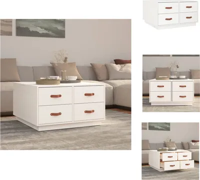 Obrázek produktu pro vidaXL Konferenční stolek bílý 80x80x45 cm z masivního borovicového dřeva - Konferenční stolky