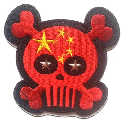 Produktbild von Totenkopf Skelett - Aufnäher, Bügelbild, Aufbügler, Applikationen, Patches, Flicken, Zum Aufbügeln, Größe: 7.5 x 7.7 cm