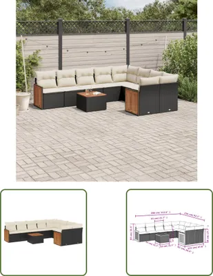 Produktbild von The Living Store 10-tlg. Garten-Sofagarnitur mit Kissen Schwarz Poly Rattan