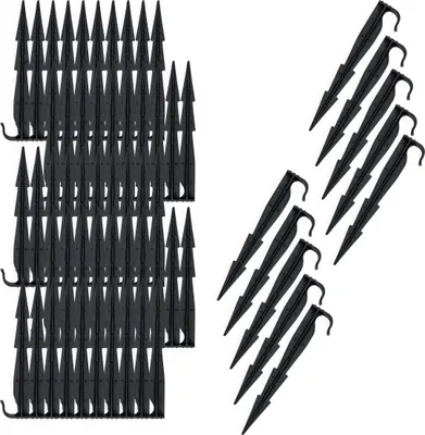 Obrázok produktu pre Zemné hroty na zavlažovanie 16 cm - sada 100 ks - zemné kotvy v čiernej farbe