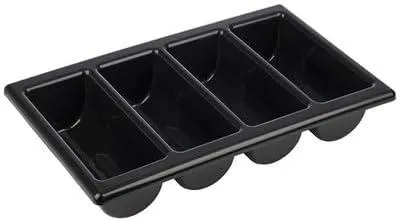 Produktbild von PolkaHome® Besteckkasten GN 1/1, 53 x 32,5 cm, Höhe 10 cm, Polypropylen, Schwarz, 4 Fächer