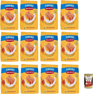 Produktbild von Balocco Zuppole Kekse zum Frühstück, Kekse mit 100% italienischer Milch 12x 350g biscuits cookies kuchen + Italian Gourmet polpa 400g