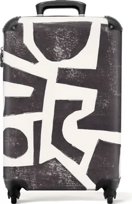 Obrázek produktu pro NoBoringSuitcases.com® Kufr Příruční zavazadlo Trolley Rolling suitcase Malý cestovní kufr na 4 kolečkách - Abstract - Black - White - Shapes - Cabin Size < 55x40x23 cm & 55x40x20 cm - Foto kufr - Cabin suitcase - Board luggagePříruční zavazadlo Kufr 55x35x20 cm, 36L,