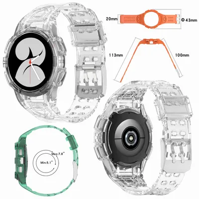 Image de Pour Samsung Galaxy Watch 4 44mm en silicone avec boîtier de protection bras bande montre