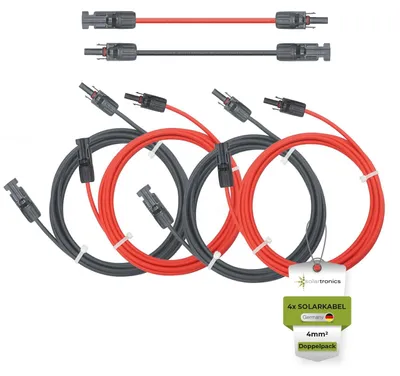 Productafbeelding van solartronics Solarkabel dubbelpack 4x 0,5 meter 4mm² - Verlengkabel 4qmm - Incl