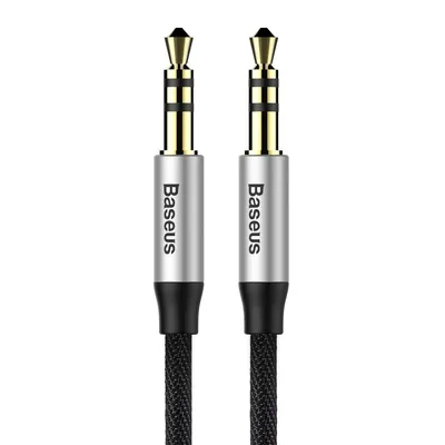 Produktbild von Baseus Yiven M30 Stereo-Audiokabel AUX 3,5 mm Mini-Klinkenstecker 1,5 m silber-schwarz (CAM30-CS1)