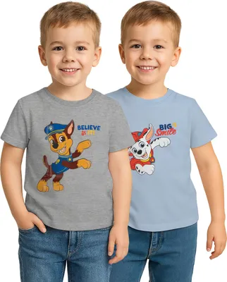 Produktbild von Paw Patrol T-Shirt für Jungen Oberteil Kinder Shirt kurzärmlig Blau/Grau (2er Pack) 110-116