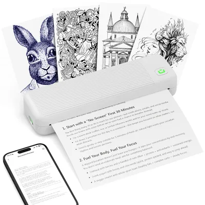Zdjęcie produktu dla Przenośna drukarka A4, idealna w podróży, druk termiczny, Bluetooth