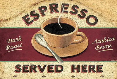 Produktbild von vianmo Holzschild 20x30 cm Espresso served here dark roast