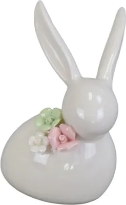Produktbild von Porzellanhase mit Blume 11 cm