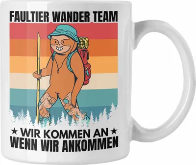 Produktbild von Trendation - Faultier Tasse Geschenk Faultier Wander Team Gessch Wander Geschenke (Weiß)