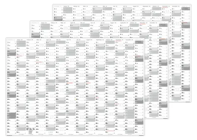 Produktbild von 3 Stück gerollt XL Wandkalender Wandplaner 2028 (grau2) - DIN A1 Format mit 14 Monaten Feiertage aller Bundesländer