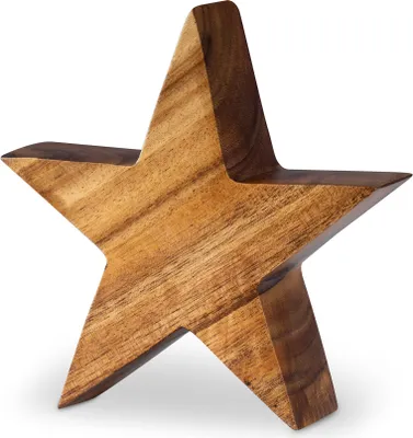 Produktbild von Stern Holzstern Akazie 19cm Akazienholz Braun Natur Deko Tischdeko Holzdeko