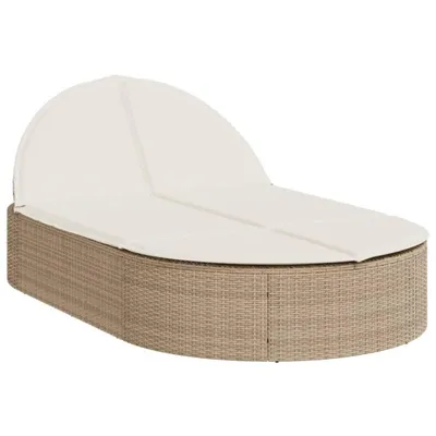 Image de Bain de soleil double avec coussins Beige Poly Rattan