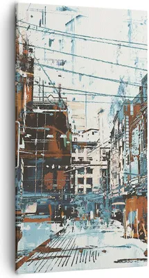 Produktbild von Bild auf Leinwand - Leinwandbild - Stadt Straße Haus - 55x100cm - Wand Bild - Wanddeko - Wandbilder - Leinwanddruck - Bilder - Kunstdruck - Wanddekoration - Leinwand bilder - Wandkunst - PA55x100-3806