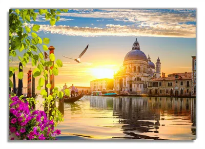 Produktbild von Wallario Premium Glasbild, freischwebende Optik, kräftige Farben, Größe 100 x 70 cm Motiv Italienischer Sommerabend