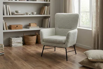 Produktbild von Moderner Sessel Breeze hellgrau Polstersessel mit Metallbeinen für Wohnzimmer & Schlafzimmer