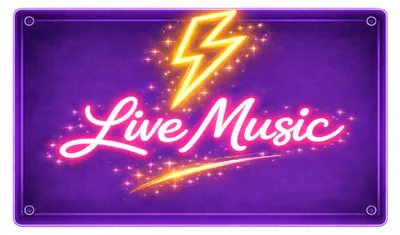 Produktbild von Blechschild 20x30cm Live Music Neon Retro Musik Motiv Metallschild Bar Deko Wanddeko Konzert Club AstraDesign