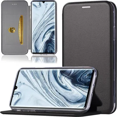 Produktbild von Handy Schutz Hülle für Xiaomi Mi Note 10 / Note N10 Pro Handytasche mit Magnetdeckel Kartenfach und Standfunktion Klapphülle Schwarz