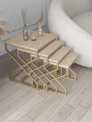 Produktbild von Skye Decor, Hochwertiger Nesting Tisch (4 Teile) Gold & Travertin, 100% MDF | 12345