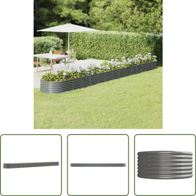 Produktbild von The Living Store Hochbeet Pulverbeschichteter Stahl 620x80x36 cm Grau