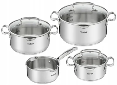 Produktbild von Tefal Duetto Topfset 7 Elemente Edelstahl Induktion Deckel 4SO-OQKEH 24 cm