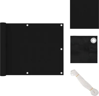 Zdjęcie produktu dla vidaXL Parawan balkonowy czarny 75x300 cm tkanina Oxford - Parasole i osłony przeciwsłoneczne