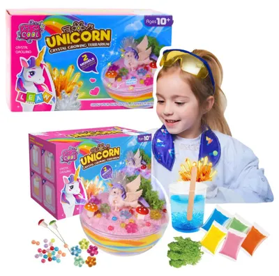 Produktbild von 2-in-1 DIY-Kreativset: Einhorn-Terrarium zur Kristallzucht