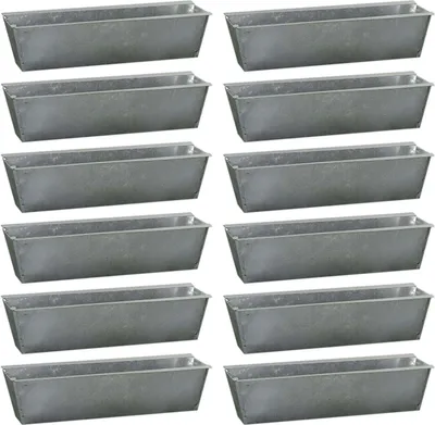 Produktbild von HAC24 Pflanzkasten Zink 12er Set, Silber, 38x12x9 cm, für Europalette, wetterbeständig & stabil, mit Aufhängern, für Blumen, Kräuter & Gemüse