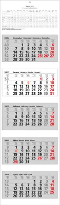 Produktbild von 2027 ADINA Fünfmonatskalender 110x33cm mit Tagesanzeiger in Blockform