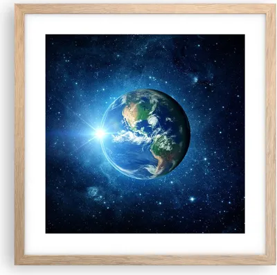 Produktbild von Gerahmtes Poster - Rahmen in heller Eiche - Erde Universum Sterne Galaxie - 40x40 cm - Wand Bild - Wanddeko - Wandbilder - Wandposter - Bilderrahmen - Bilder - Kunstdruck - Wandbild - P2NAC40x40-2943