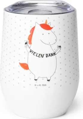Produktbild von Mr. & Mrs. Panda thermosbecher Einhorn Dankeschön - Weiß - Geschenk, Danksagung, kaffee tasse, Thermo Becher, Isolierbecher, Edelstahlbecher, Danke, Unicorn, Thermobecher